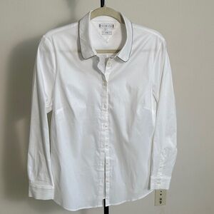 Tommy Hilfiger White Blouse with Gray Trim